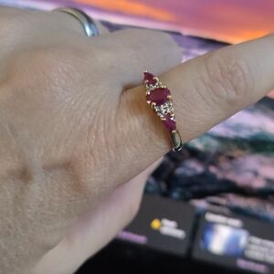 Vintage 925/ Gold Ring with Red and White Accents